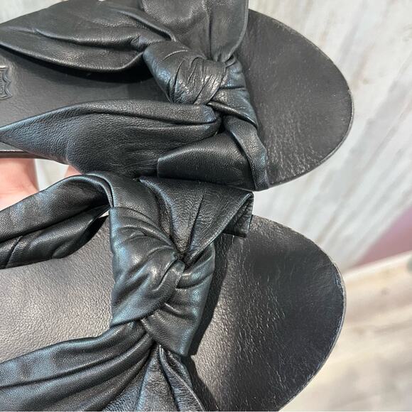 Sol Sana Black Leather Paradise Slide Sandals - Picture 4 of 7